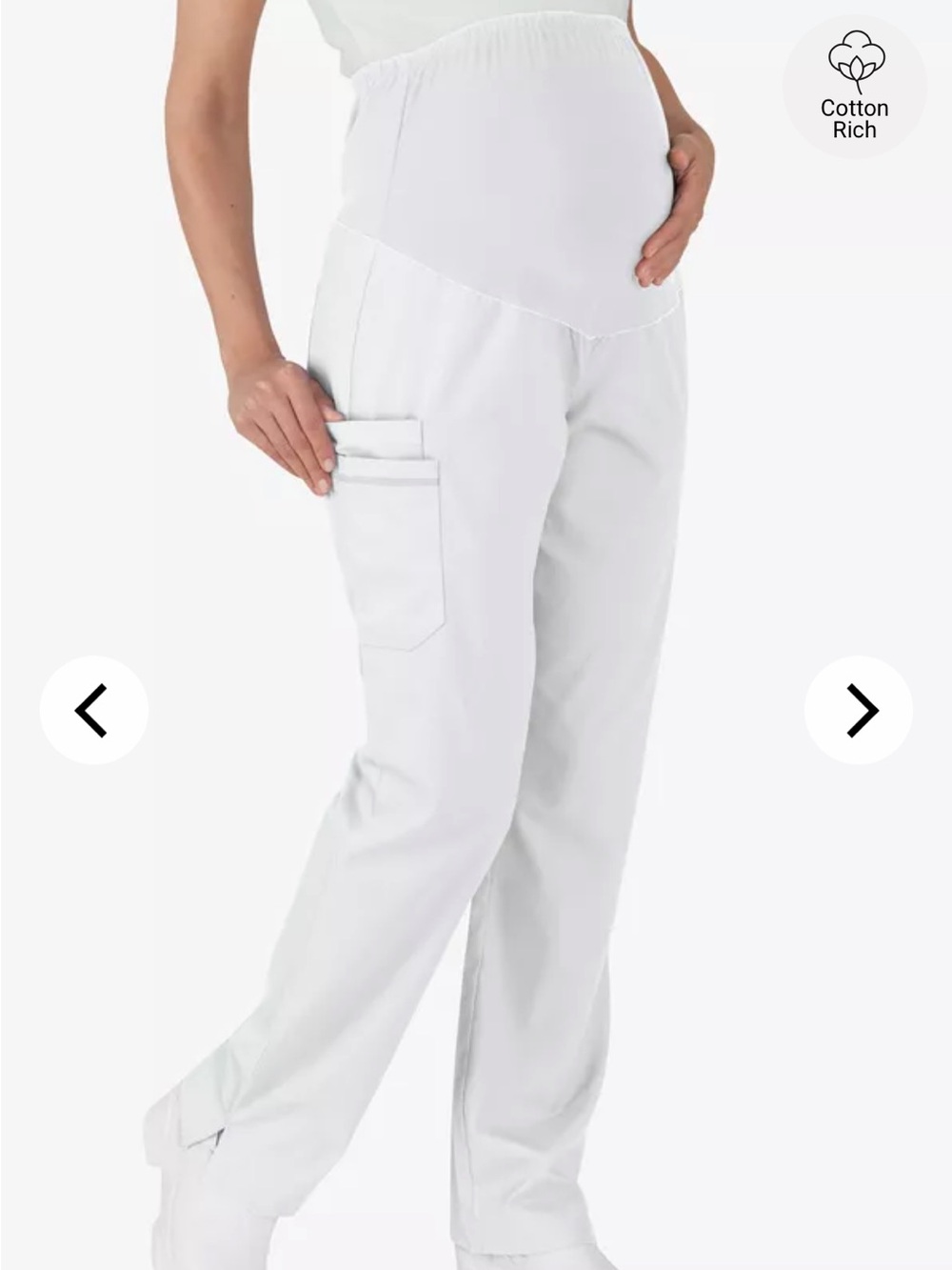 Maternity Cargo Scrub Pants - White